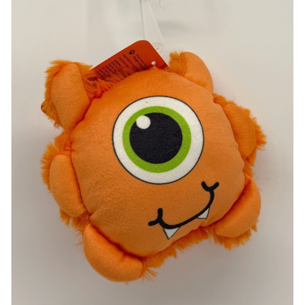Boots & Barkley Orange Monster Plush Squeaky Fetch Dog Toy New with Tags